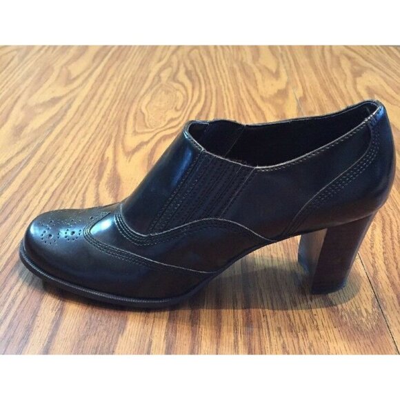 Etienne Aigner Nessie‎ Womens Shoe Ankle Boot SZ 7.5 M Dark Brown Brogue On Toes - Picture 4 of 12